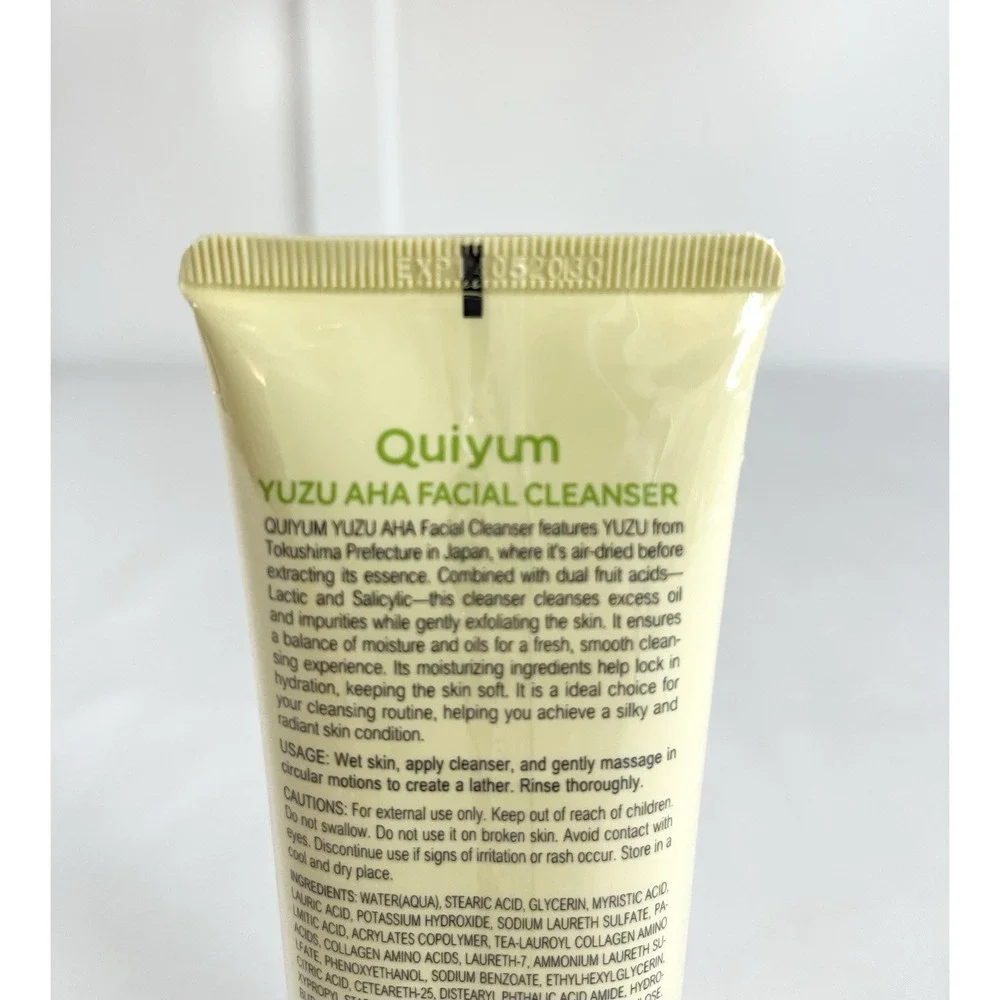 New Quiyum Yuzu AHA BHA Facial‎ Cleanser 100g 3.53oz Exfoliating Hydrating Wash